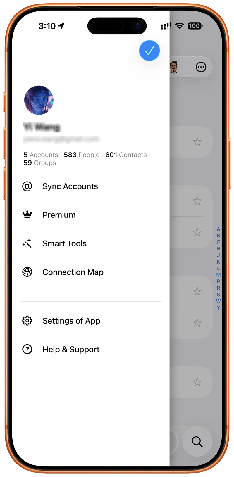 Cloud Contacts App Interface